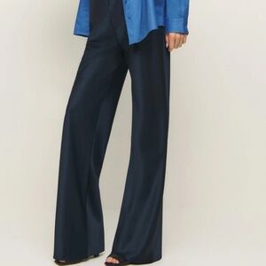 REFORMATION Gale Black Satin Bias cut MidRise pants M